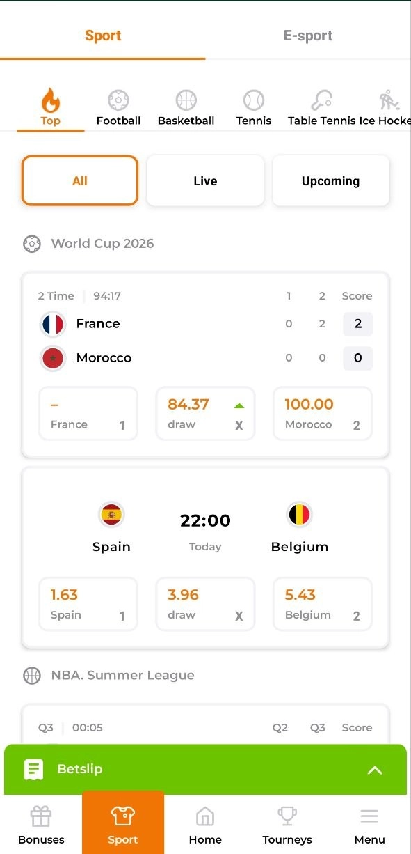 Verde Casino App Sports section